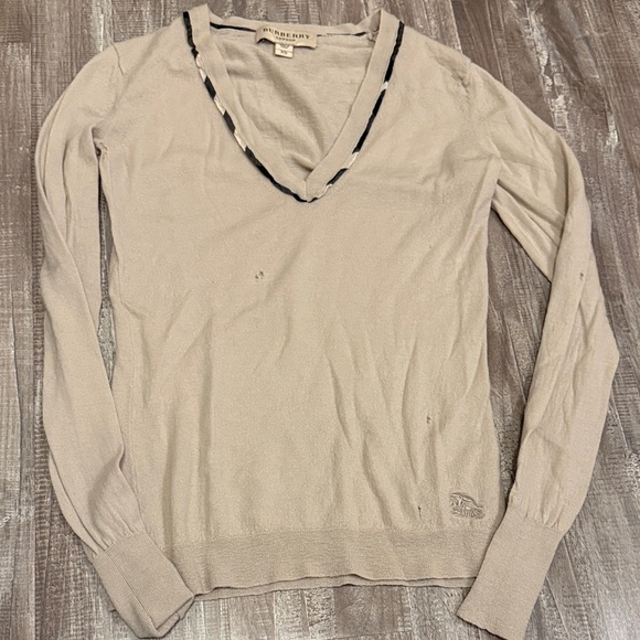 Beige V-Neck Sweater - Picture 1 of 4